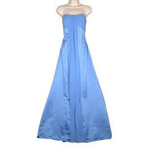 Davids Bridal Bridesmaid Prom Formal Dress Maxi Blue Strapless Princess Sz 12